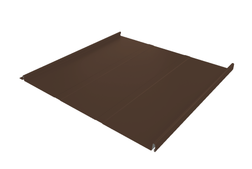 Фальц двойной стоячий Line Grand Line 0,5 GreenCoat Pural BT с пленкой на замках RR 887 шоколадно-коричневый