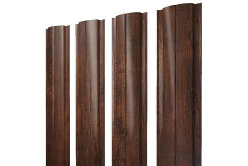 Штакетник Полукруглый Slim с прямым резом 0,45 Print-Double Premium Cherry Wood Dark F