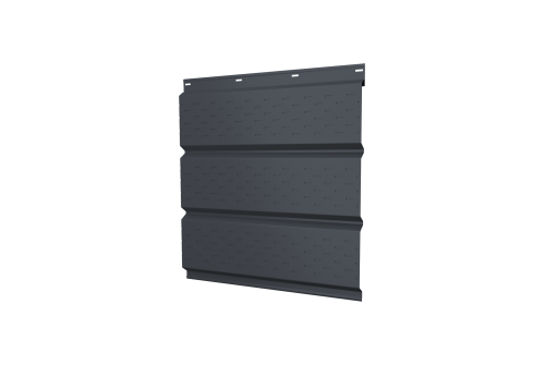Софит металлический полная перфорация 0,5 Satin Matt TX с пленкой RAL 7024 мокрый асфальт